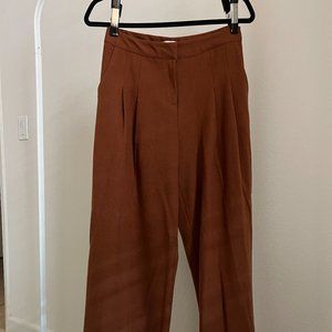 Oak + Fort Pleated Knit Warm Brown Pants